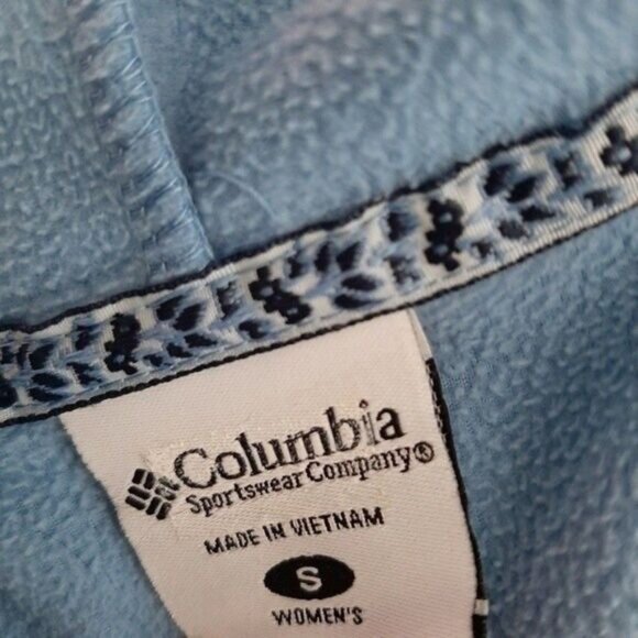 COLUMBIA Light Fleece Full Zip Hoodie Light Jacket Blue Sz S Flawed - Picture 9 of 12